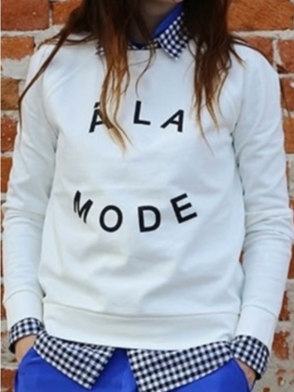 Banana Republic White-black 'À LA MODE' Graphic-Y2K-Sweatshirt Women Size S